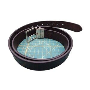 DOCKERS REVERSIBLE MEN'S XL LEATHER BELT BLACK DARK BROWN SILVER BUCKLE SIZE 44